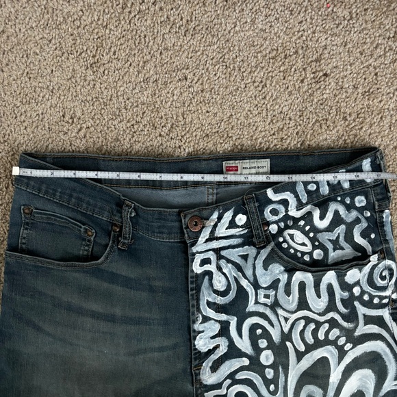 Trippy Hand Painted Abstract Pattern Jeans - Picture 9 of 10